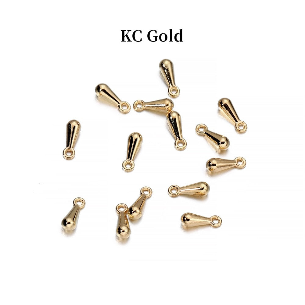 Gold Copper Water Drop End Beads 2x7 3x9mm, 200pcs