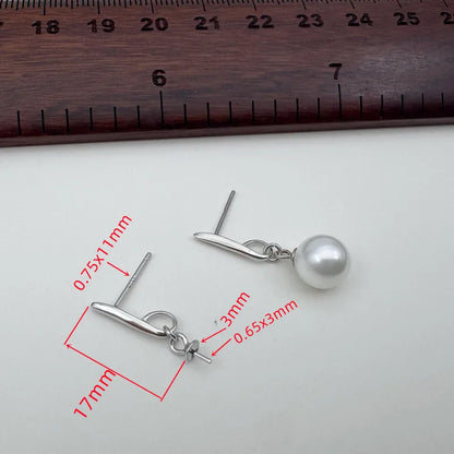 1Pair Solid 925 Sterling Silver Earring Studs DIY Accessories Making for Pearl Crystal Components Finding