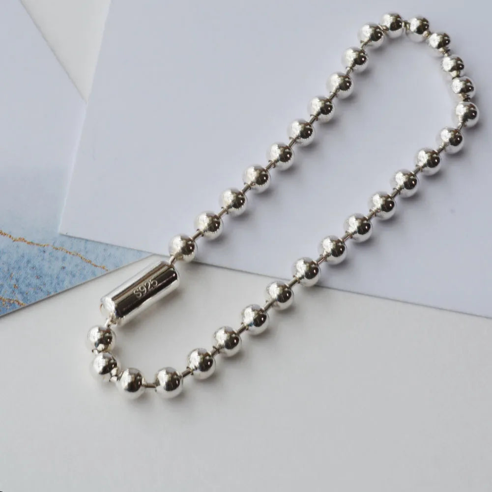 JustNeo Solid 925 Sterling Silver Ball Chain Bracelet and Anklet,Basic Chains for Pendants Charms