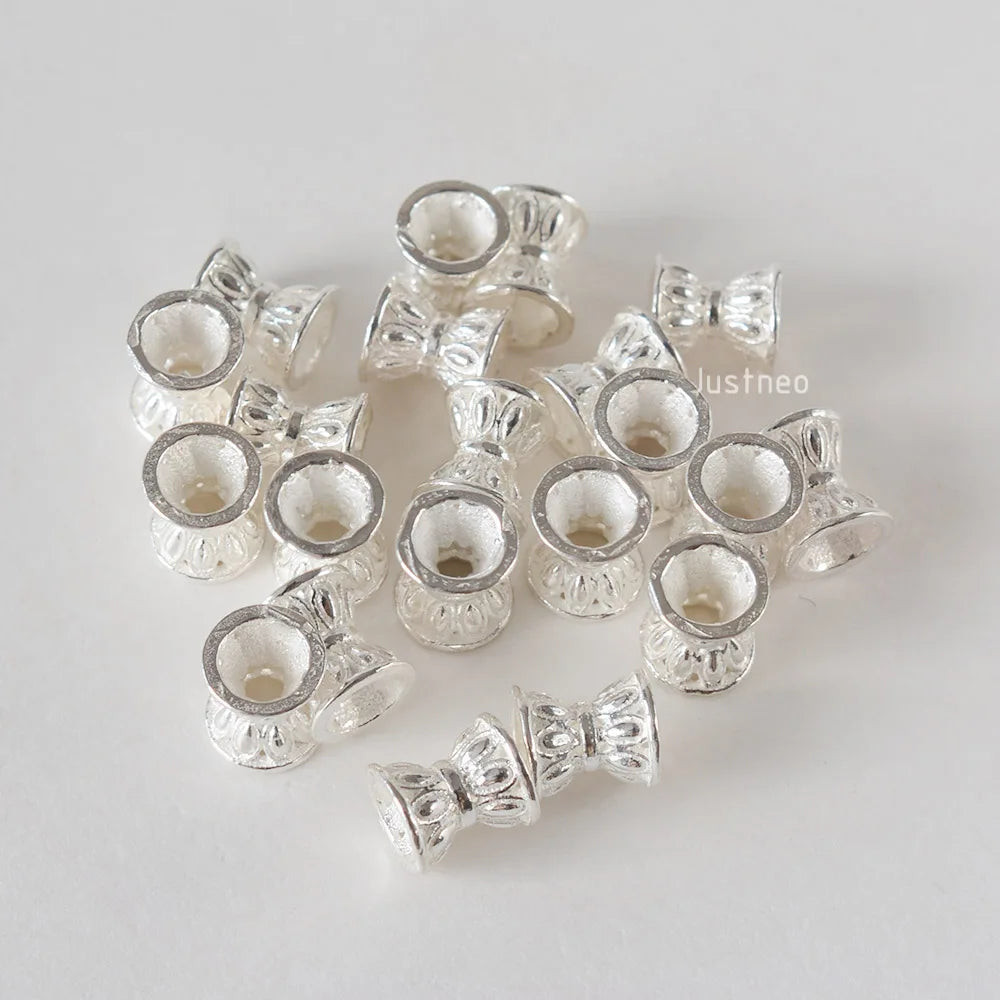 925 Sterling Silver Double Side Flower Beads Caps Spacer Beads for DIY Bracelet Necklace Jewelry Making