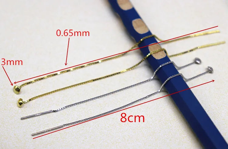 1 Pair Solid 925 Sterling Silver Earwire with Headpin EarThread Round Beads Jewelry Making DIY Finding Component Dangle Earring