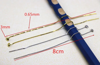 1 Pair Solid 925 Sterling Silver Earwire with Headpin EarThread Round Beads Jewelry Making DIY Finding Component Dangle Earring