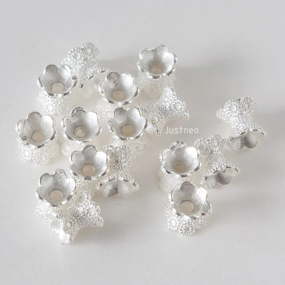 925 Sterling Silver Double Side Flower Beads Caps Spacer Beads for DIY Bracelet Necklace Jewelry Making