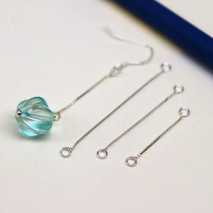 1 Pair Solid 925 Sterling Silver Earring Wire Box Chain 2-4cm for Ear Dangle Making Jewelry DIY Components