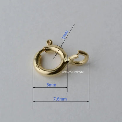 Solid 18k Karat Yellow Gold Spring Ring Clasp 5mm Au750 18ct Round Buckle for Necklace Jewelry Findings and Components