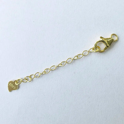 Solid 925 Sterling Silver 10mm Lobster Trigger Clasp with 5cm Extender Chain Plain Silver,Rhodium/Gold plated