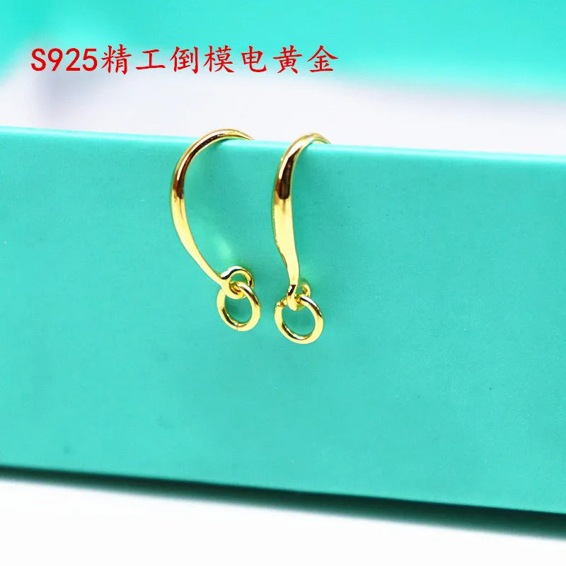 1 Pair Solid 925 Sterling Silver Earring Hook with Open Loop DIY Jewelry Componets Making Accessories Finding Original