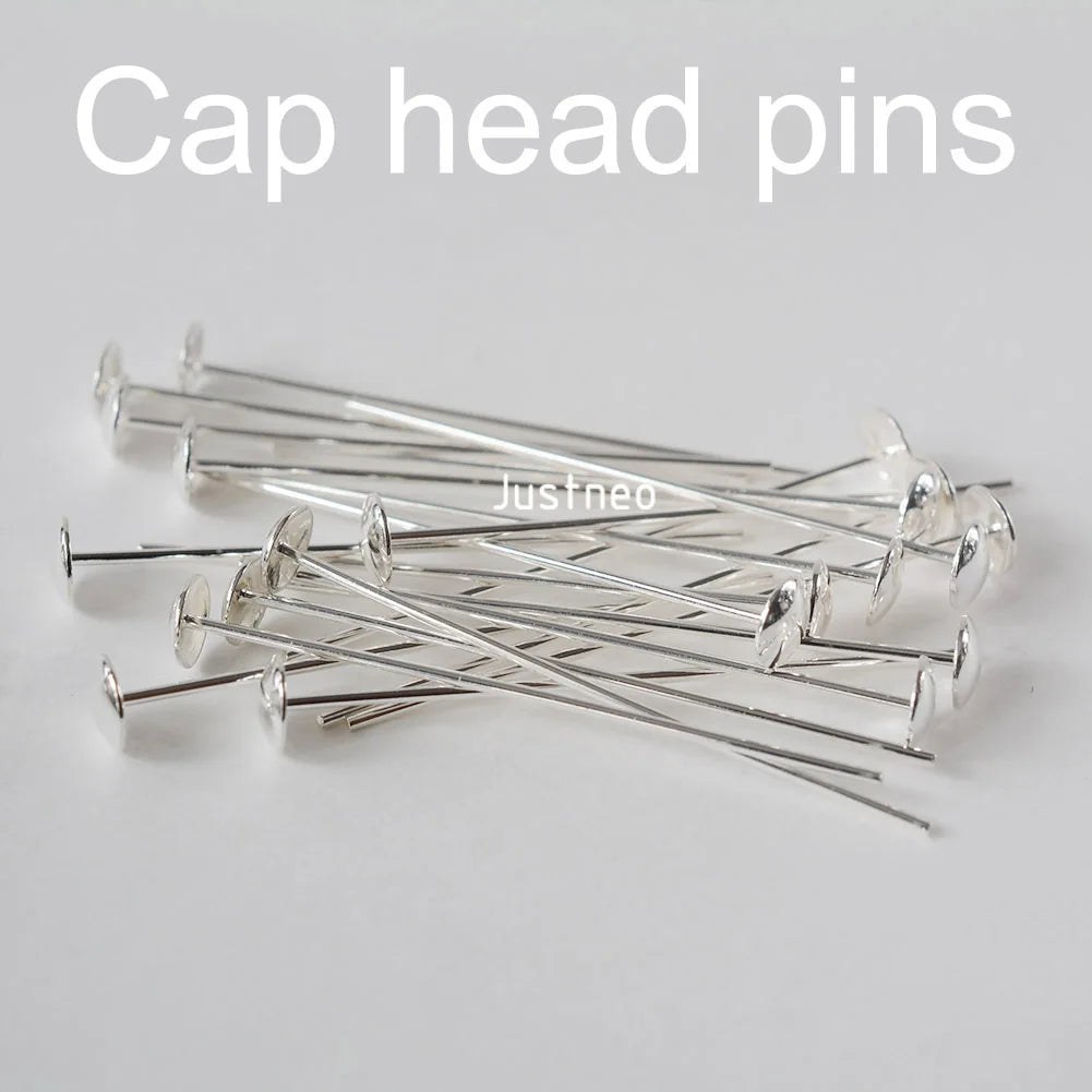 925 sterling silver bead cap head pins for Gemstone Jewelry Making Beads,T-pins Needles Pin Jewelry Findings