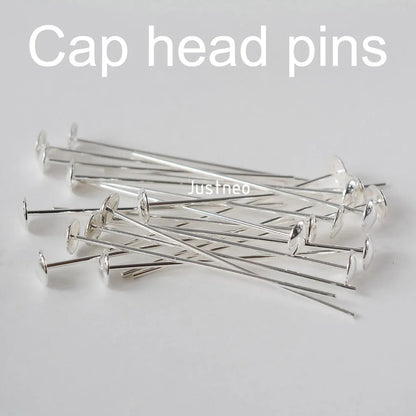 925 Sterling Silver head pins for jewelry making supplies, t needle pins