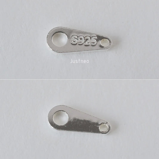 Sterling Silver Small Chain Tab End Tags Clasp Connector Jewelry Making, Silver Tag Jewelry Findings