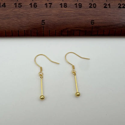 1Set Solid 925 Sterling Silver Earring Setting Screw 1cm 18k Gold Color for Round Beads DIY Accessories Jewelry Making
