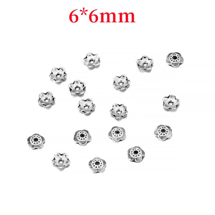 6mm 5-Petal Relief Flower Bead Caps, 100pcs