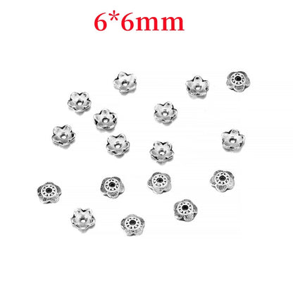 6mm 5-Petal Relief Flower Bead Caps, 100pcs