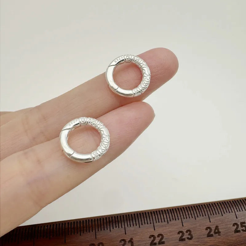 1PCS Solid 925 Sterling Silver 12mm Spring Clasp Round  DIY Jewelry Making Cloud Connector  Accessories Finding