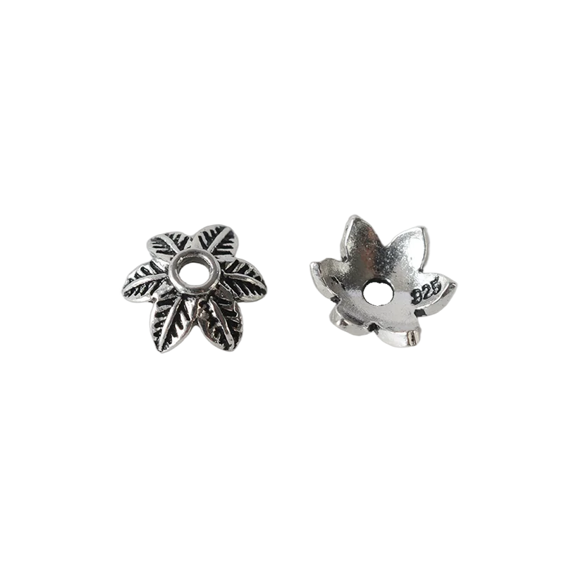 solid 925 sterling silver Leaves bead cap,Thai Silver spacer bead caps,jewelry diy silver findings/components