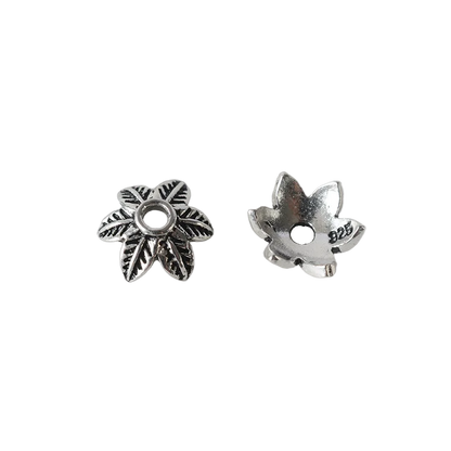 solid 925 sterling silver Leaves bead cap,Thai Silver spacer bead caps,jewelry diy silver findings/components