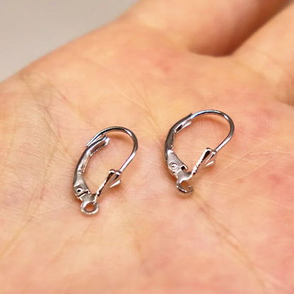 100% 925 Sterling Silver Earwire Hooks Hinged French Leverback with Open Jump Ring Snap Women DIY Original Findings