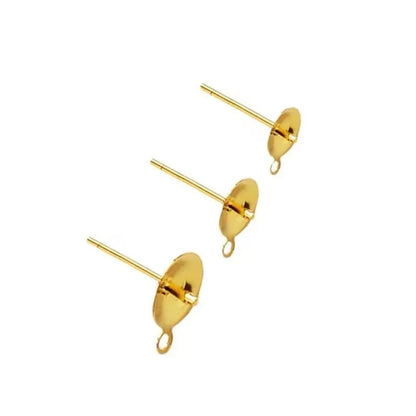 1Pair Solid 925 Sterling Silver Earring Settings  Plate Neddle with Closed Jump Ring DIY Accessories Making  18k Gold Color