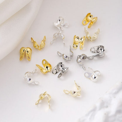 Brass Gold Plating Connector Clasp Ball Chain End Crimps, 100pcs