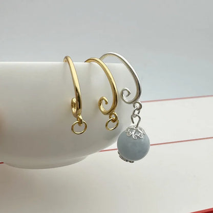 1 Pair Solid 925 Sterling Silver Earring Hooks DIY Jewelry Making Gold Color Round