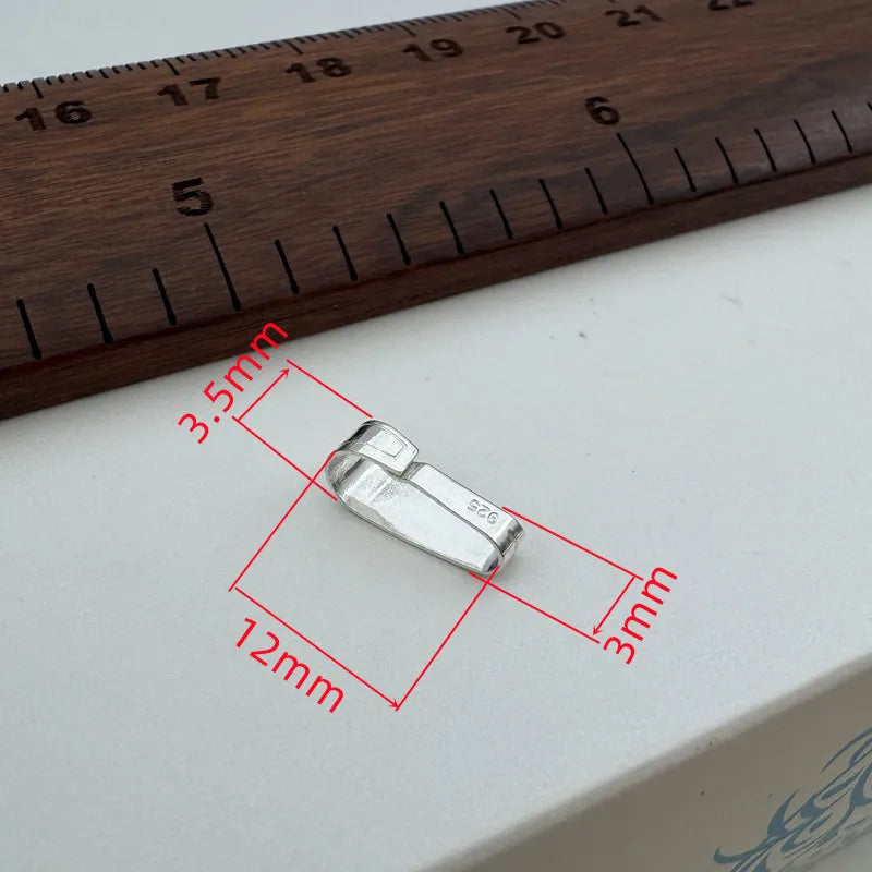 1PCS 12mm Solid 925 Sterling Silver Buckle Pendant Connector DIY Jewelry Accessories Making for Necklace Components