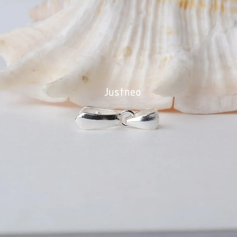 solid 925 sterling silver bail pendant clasp connector, pinch bail with ice-pick for necklace & pendant silver jewelry M