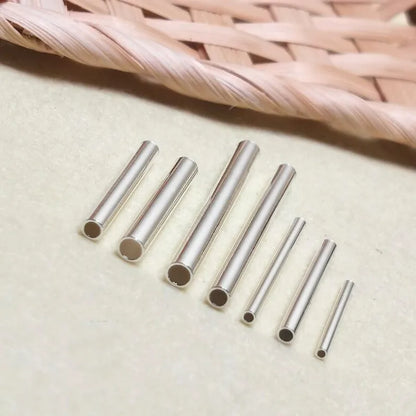 Solid 925 Sterling Silver Straight Tube Connector Spacer Beads for Jewelry Necklace Bracelet Making Pendants Accessories Finding