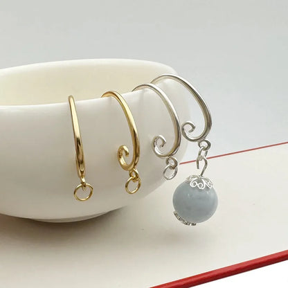 1 Pair Solid 925 Sterling Silver Earring Hooks DIY Jewelry Making Gold Color Round