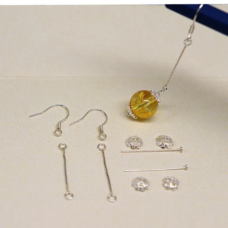 1Pair 925 Sterling Silver Earrling Settings Diy Jewelry Making Components For Round Beads Findings