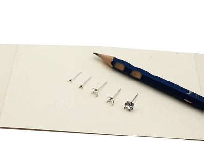 1 Pair  S925 Sterrling Silver Blank Earring Post Stud 4 Claw Plating with 2.5 3 4 5 6 8mm Pad for DIY Jewelry Findings Making