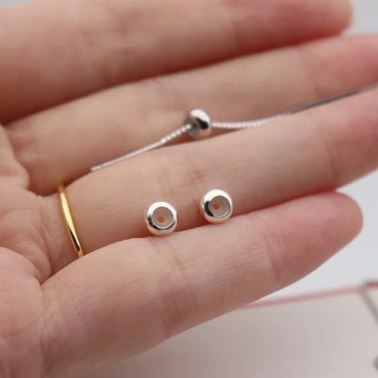 1PCS Solid 925 Sterling Silver Beads Rubber Inside Plug Telescopic DIY Jewelry Accessories Making Components Finding