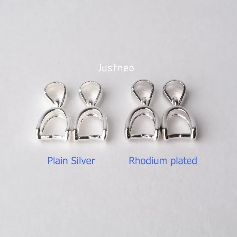 solid 925 sterling silver bail pendant clasp connector, pinch bail with ice-pick for necklace & pendant silver jewelry M