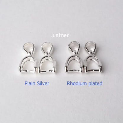 solid 925 sterling silver bail pendant clasp connector, pinch bail with ice-pick for necklace & pendant silver jewelry M