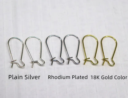 07mm Earring Hook Solid 925 Sterling Silver Ear Wire Hoop DIY Jewelry Making Accessories Supplies Kidney Shaped 1Pair Gold Color