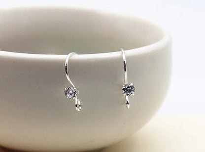 1Pair Solid 925 Sterling Silver Earring Hooks with Stones for Jewelry Making Accessories DIY Finding Components