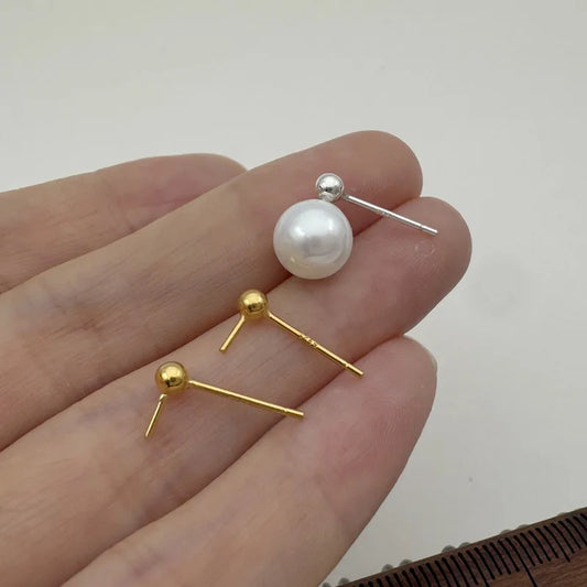 1Pair Solid 925 Sterling Silver 3mm Earring for Round Pearl beads DIY Accessories Making Components Finding