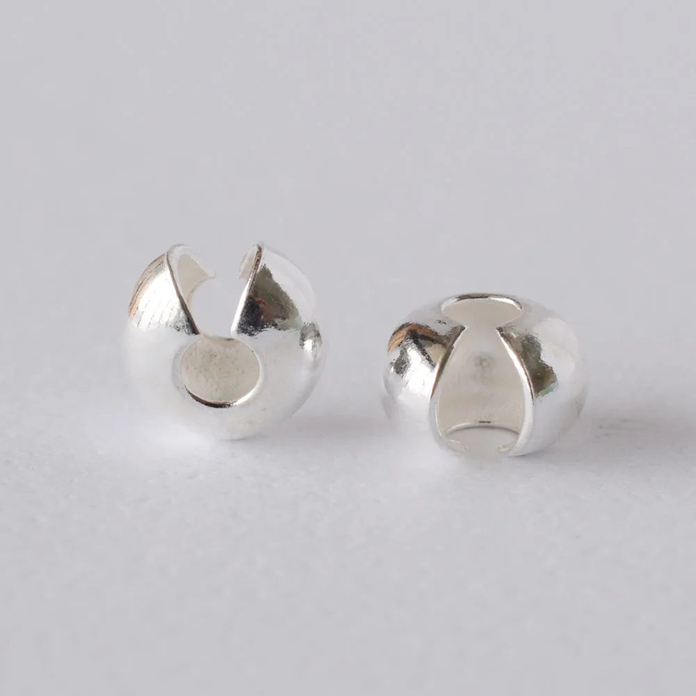 Silver Crimp Cover Bead, 925 Sterling Silver Loose Crimp Bead Knot Cover Hypoallergenic for Jewelry Making