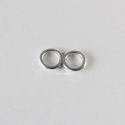 925 Sterling Silver Figure 8 Double Ring Connector Links, Oxidized Silver Double Ring Chain End Connector