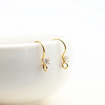 1Pair Solid 925 Sterling Silver Earring Hooks with Stones for Jewelry Making Accessories DIY Finding Components