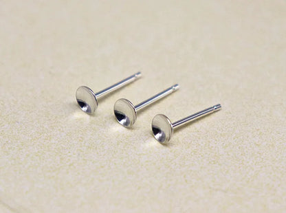 1Pair Solid 925 Sterling Silver Earring Post for Jewelry Making DIY Accessories with Cupped Pad for Pear Beads