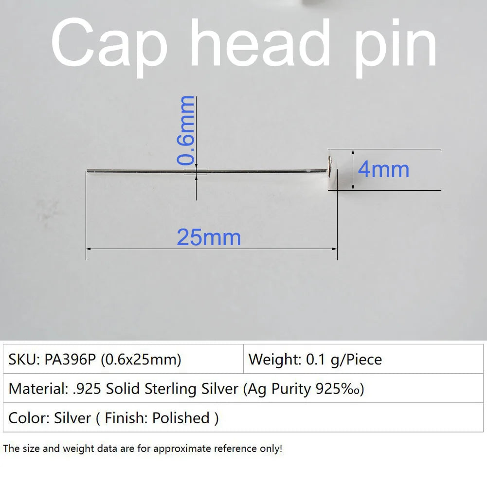 925 Sterling Silver head pins for jewelry making supplies, t needle pins
