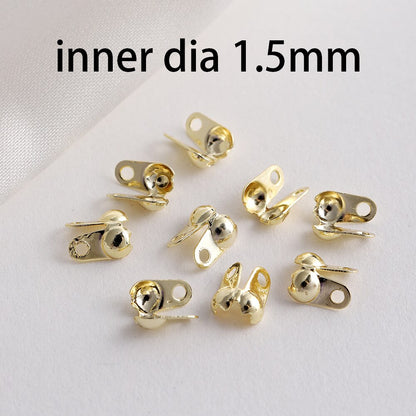 Brass Gold Plating Connector Clasp Ball Chain End Crimps, 100pcs