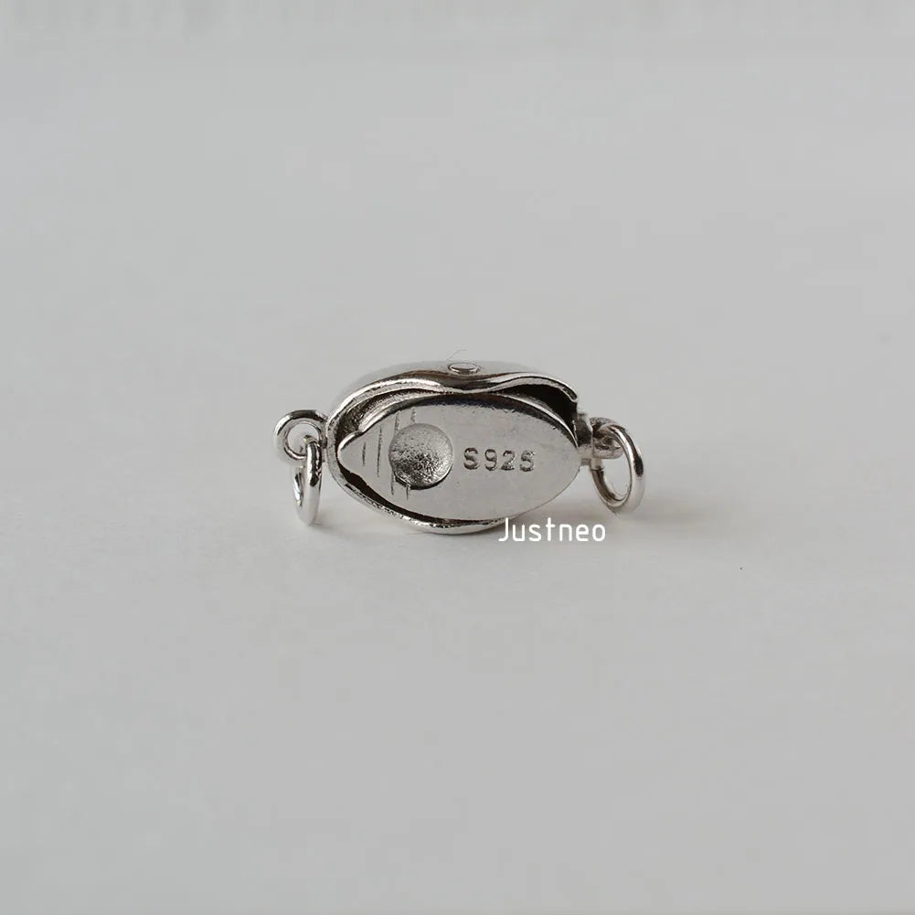solid 925 sterling silver pea-shaped security tab clasp for necklace/bracelet