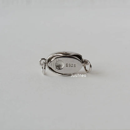 solid 925 sterling silver pea-shaped security tab clasp for necklace/bracelet