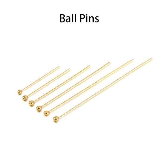 Gold Plated Ball Head Steel Pins, 100pcs