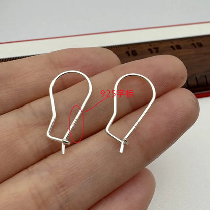 1Pair Solid 925 Sterling Silver 6x18mm Earring Hooks Women Ear Korean Style DIY Accessories Finding Components