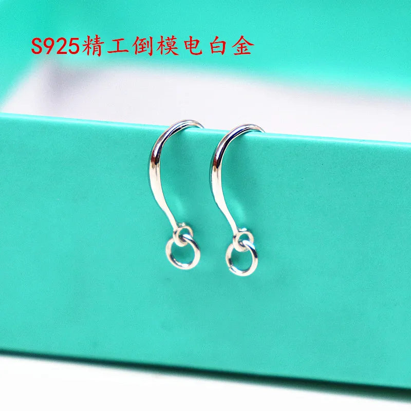 1 Pair Solid 925 Sterling Silver Earring Hook with Open Loop DIY Jewelry Componets Making Accessories Finding Original