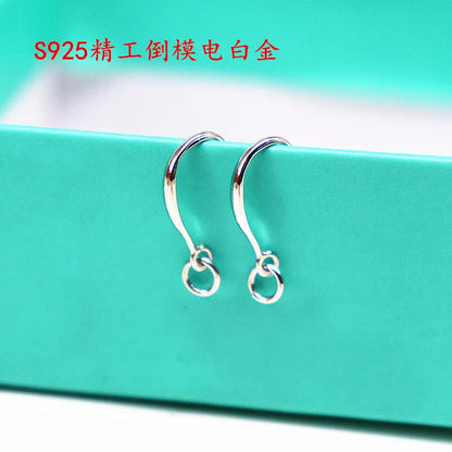 1 Pair Solid 925 Sterling Silver Earring Hook with Open Loop DIY Jewelry Componets Making Accessories Finding Original