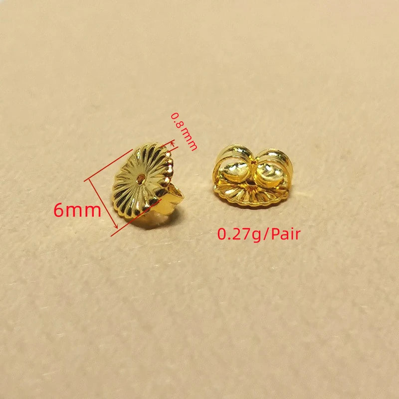 1Pair Solid 925 Sterling Silver Earnut 6mm Butterfly Earring Back Studs Stopper Ear Friction for Jewelry DIY Making 1 Pair