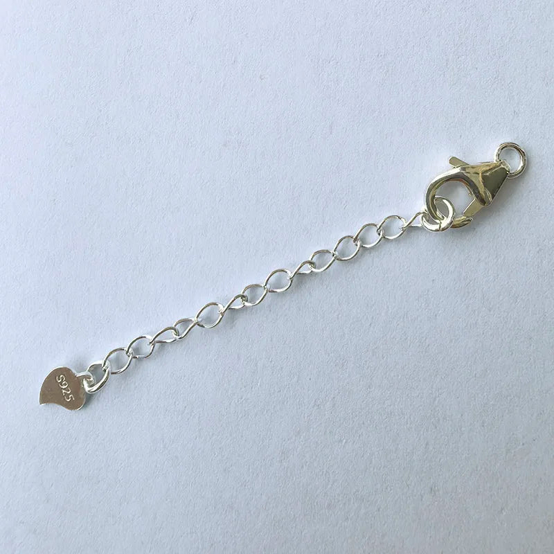Solid 925 Sterling Silver 10mm Lobster Trigger Clasp with 5cm Extender Chain Plain Silver,Rhodium/Gold plated